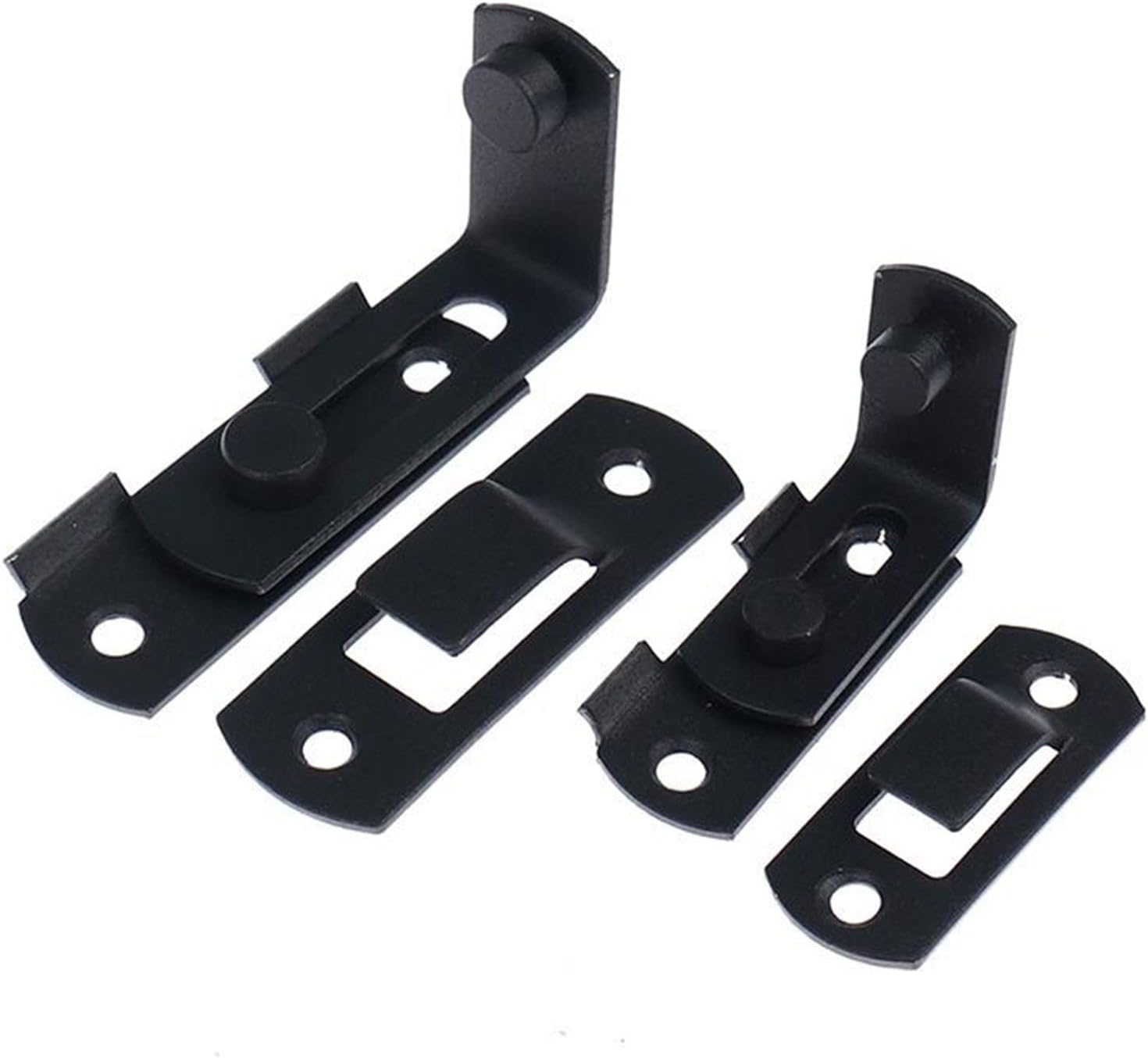 SBTRKT Black Stainless Steel Barn Door Hook Latch, 90-Degree Design Sliding Door Buckle Lock Hinge, Suitable for Door and Window Anti-Theft, Fitting Room, Bathroom, Cabinet. (Size : M)