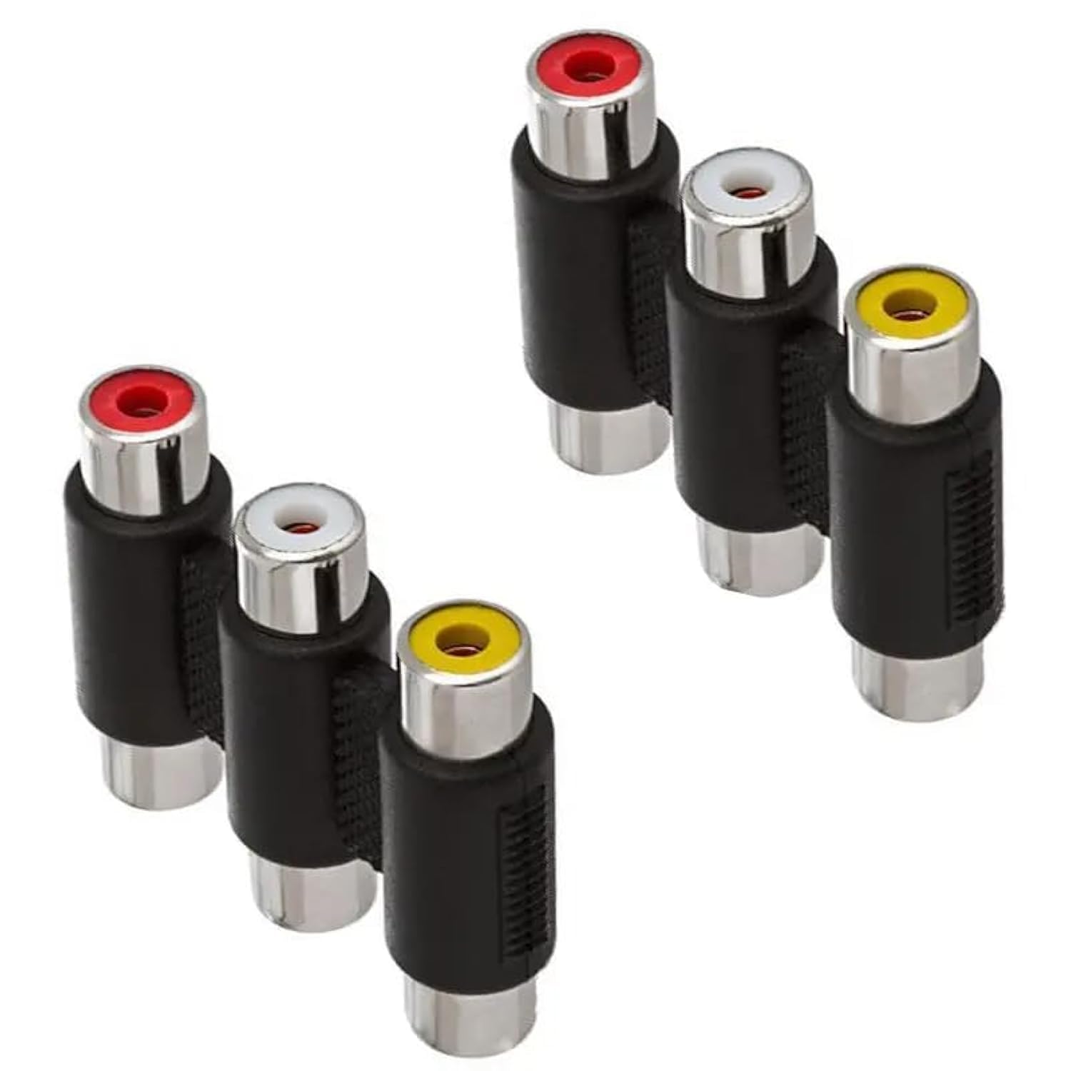 SOLDOUT 3 RCA Female to 3RCA Female Composite Audio Video AV Cable Plug Coupler Jack Connector Adapter Converter (Pack of 2)