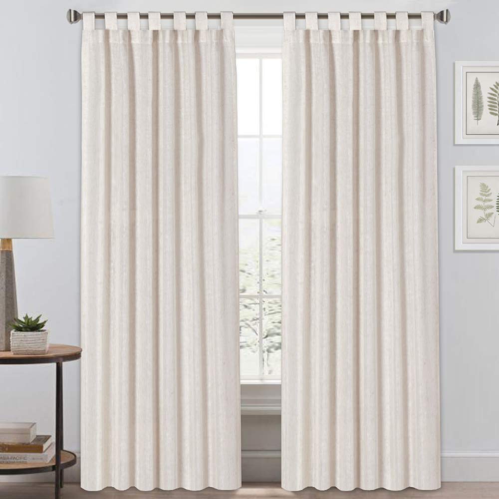 Natural Linen Curtains 84 Inches Long Tab Top Curtains for Living Room/Bedroom Elegant Casual Linen Textured Window Draperies, Light Filtering Privacy Added(1 Pair, 52" W x 84" L, Natural)