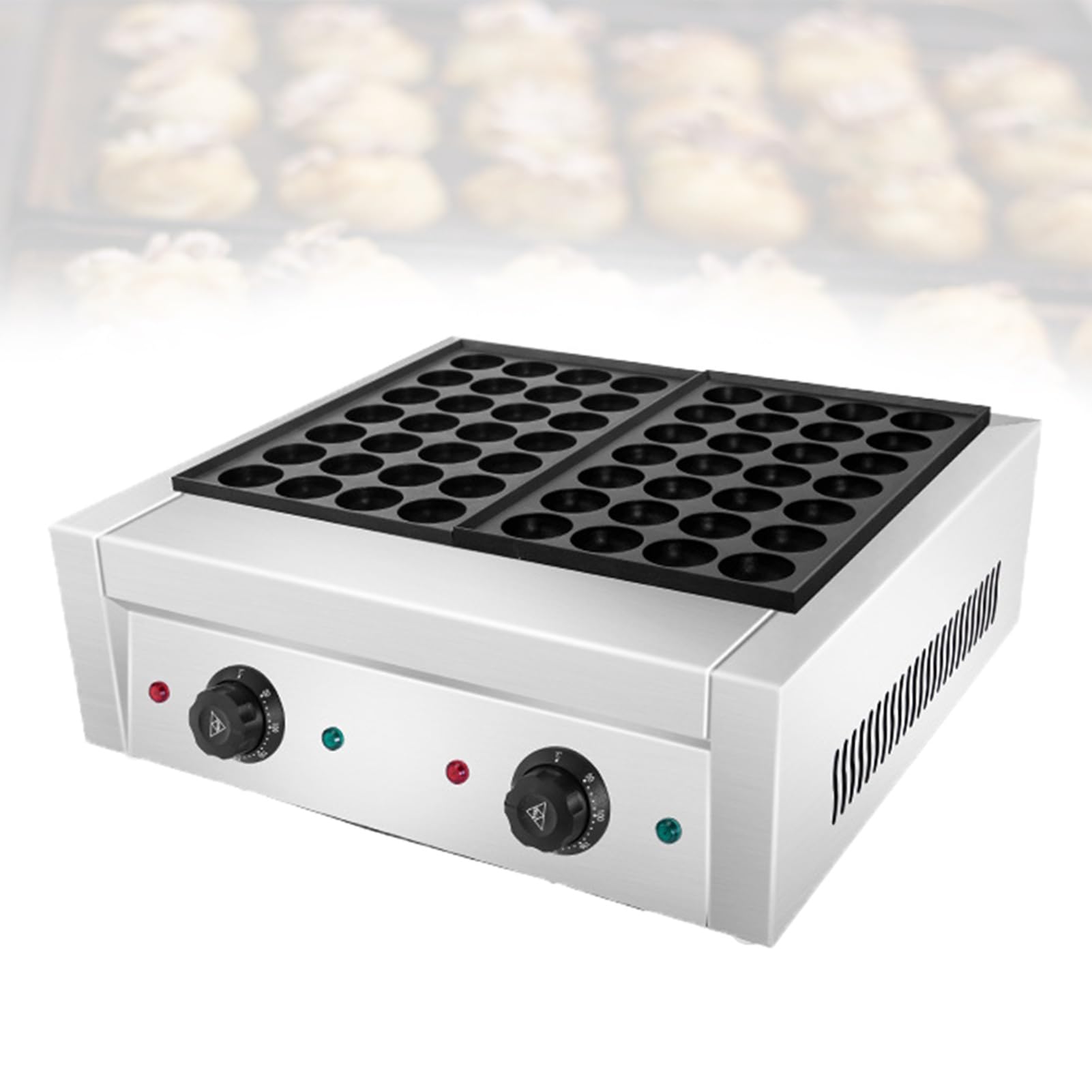 Mini Pancake Maker Eléctrico-Plancha para Takoyaki Profesional,Máquina de Poffertjes-Inox Robusto Recubrimiento Antiadherente Mantenimiento Simple para Food Truck Local(56)