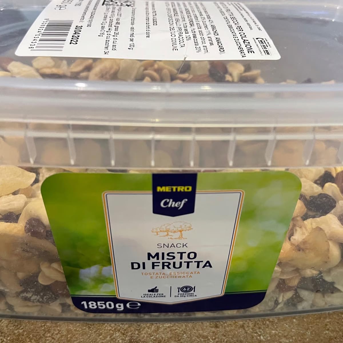 Metro Chef Misto di Frutta Secca Tostata e Zuccherata, 1850g, Mix di Arachidi Nocciole Mandorle Anacardi