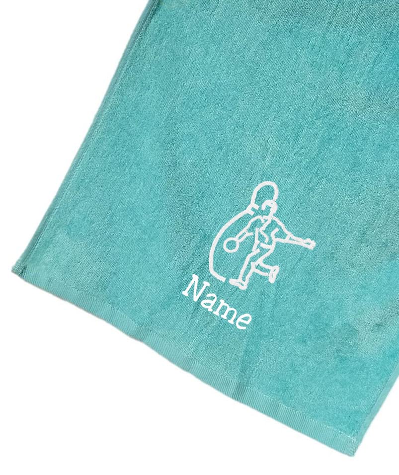 Personalized Bowling Towel With Monogram & Clip - 100% Cotton Premium Terry 16x26 Inches - View #4
