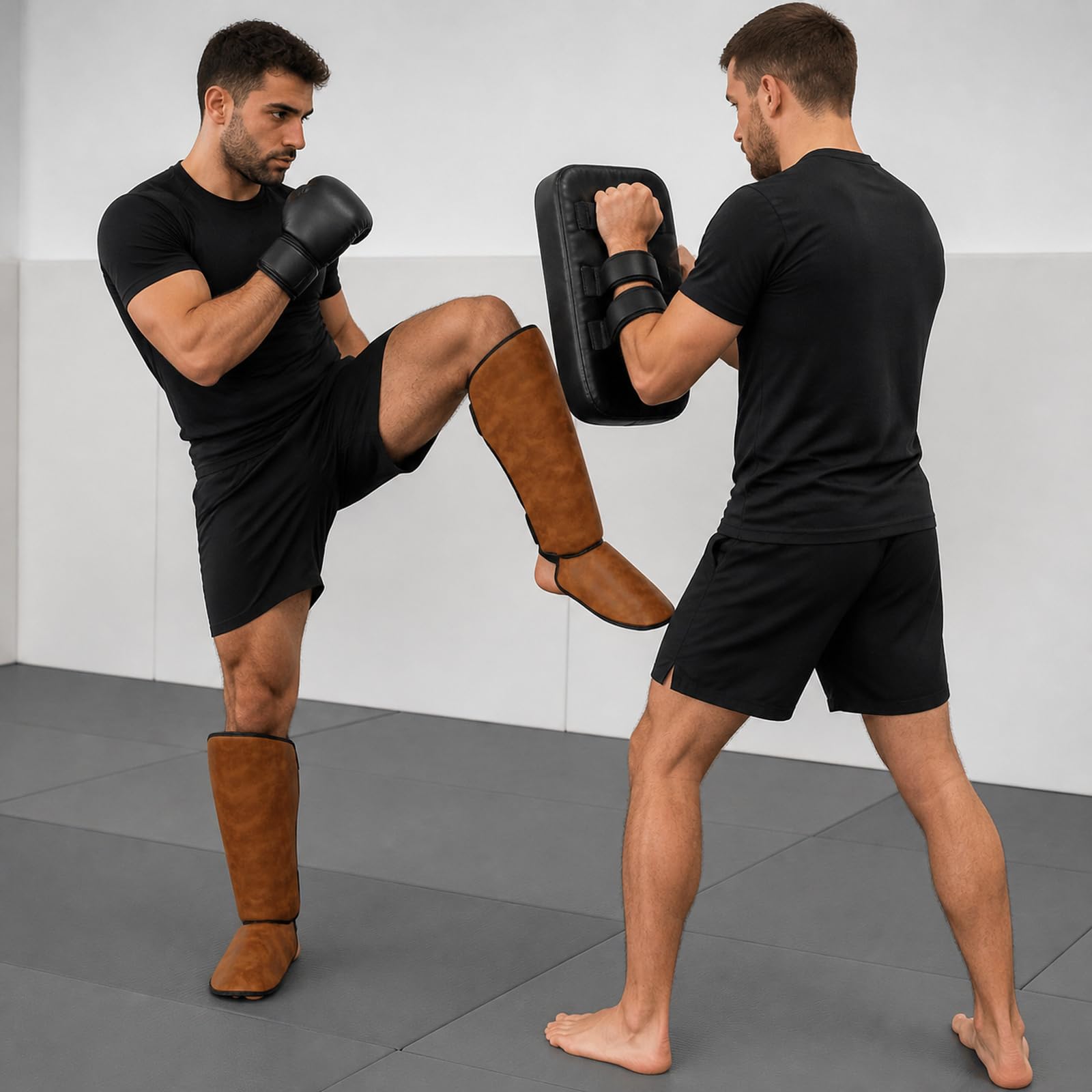 Piedi Protezione Shin Guard,Parastinchi Piedi Protezione Shin Guard,Parastinchi per Arti Marziali,vestibilità Sicura,Comodo,Traspirante,per Boxe,Muay Thai,Sport da Combattimento