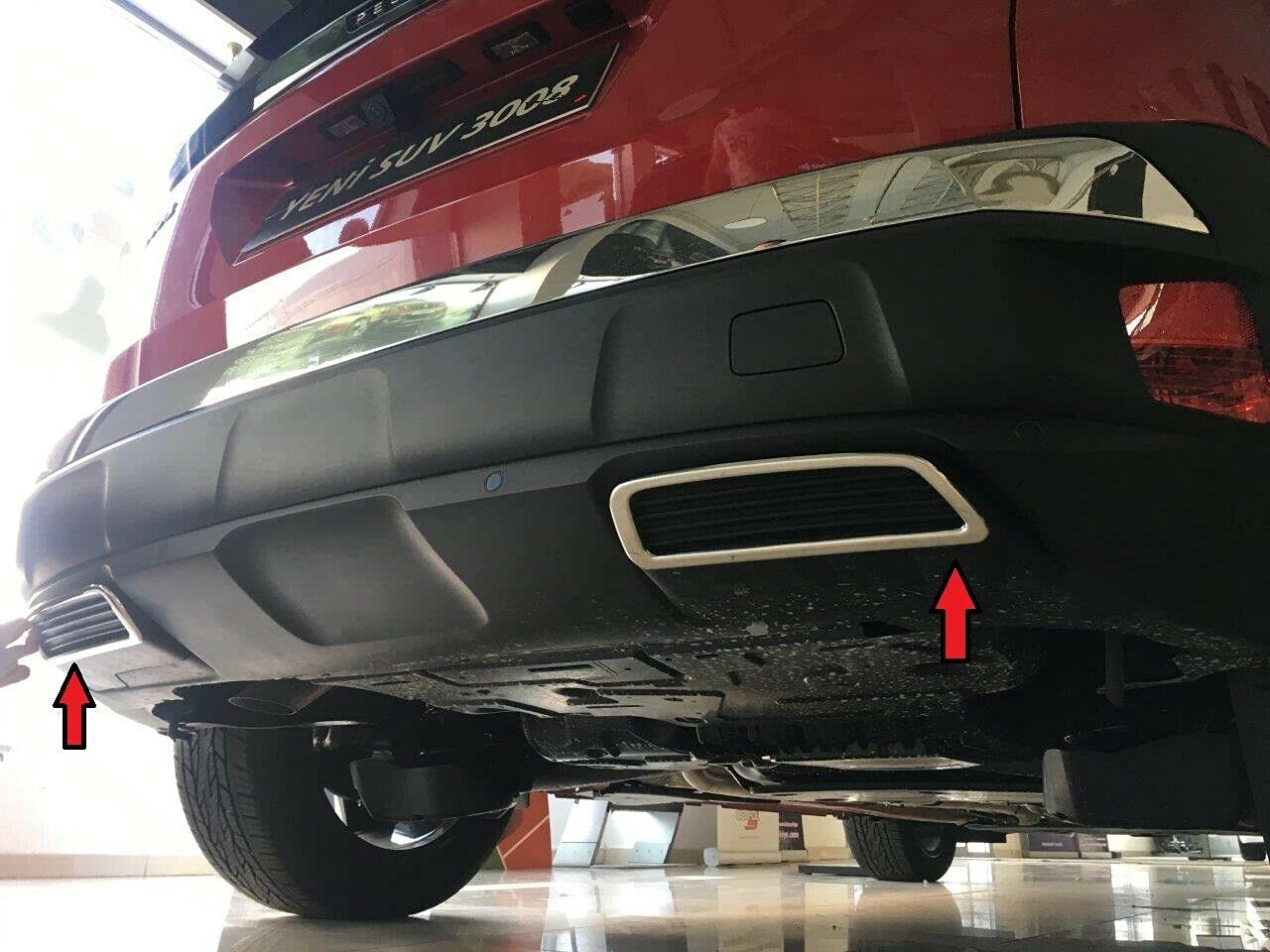 Ricambi mne per Peugeot 3008 SUV 2016 + telaio di scarico cromato 2 pezzi in acciaio inossidabile