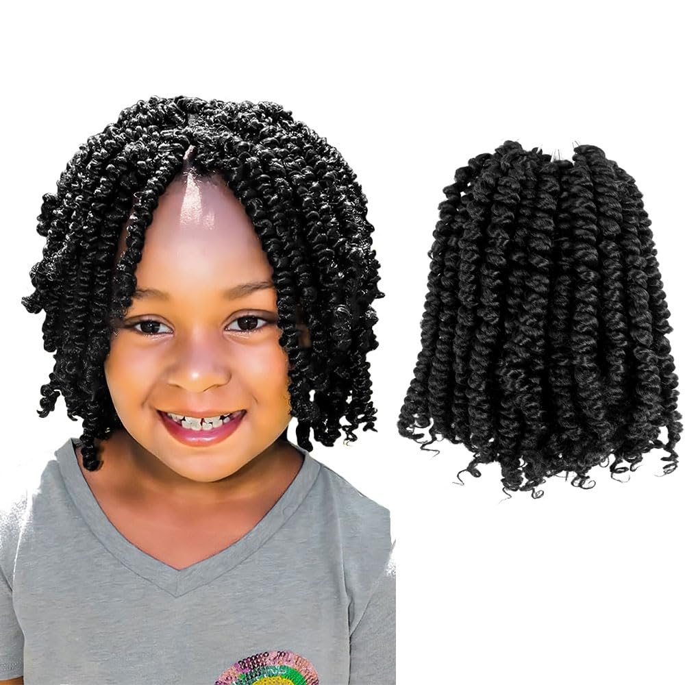 KAVSORAPI Passion Twist Hair,6 Inch Passion Twist Braiding Hair,Short Pre Looped Crochet Twist Jumbo Pre-twisted Two Strand Braids 8 Packs (1#/Jet