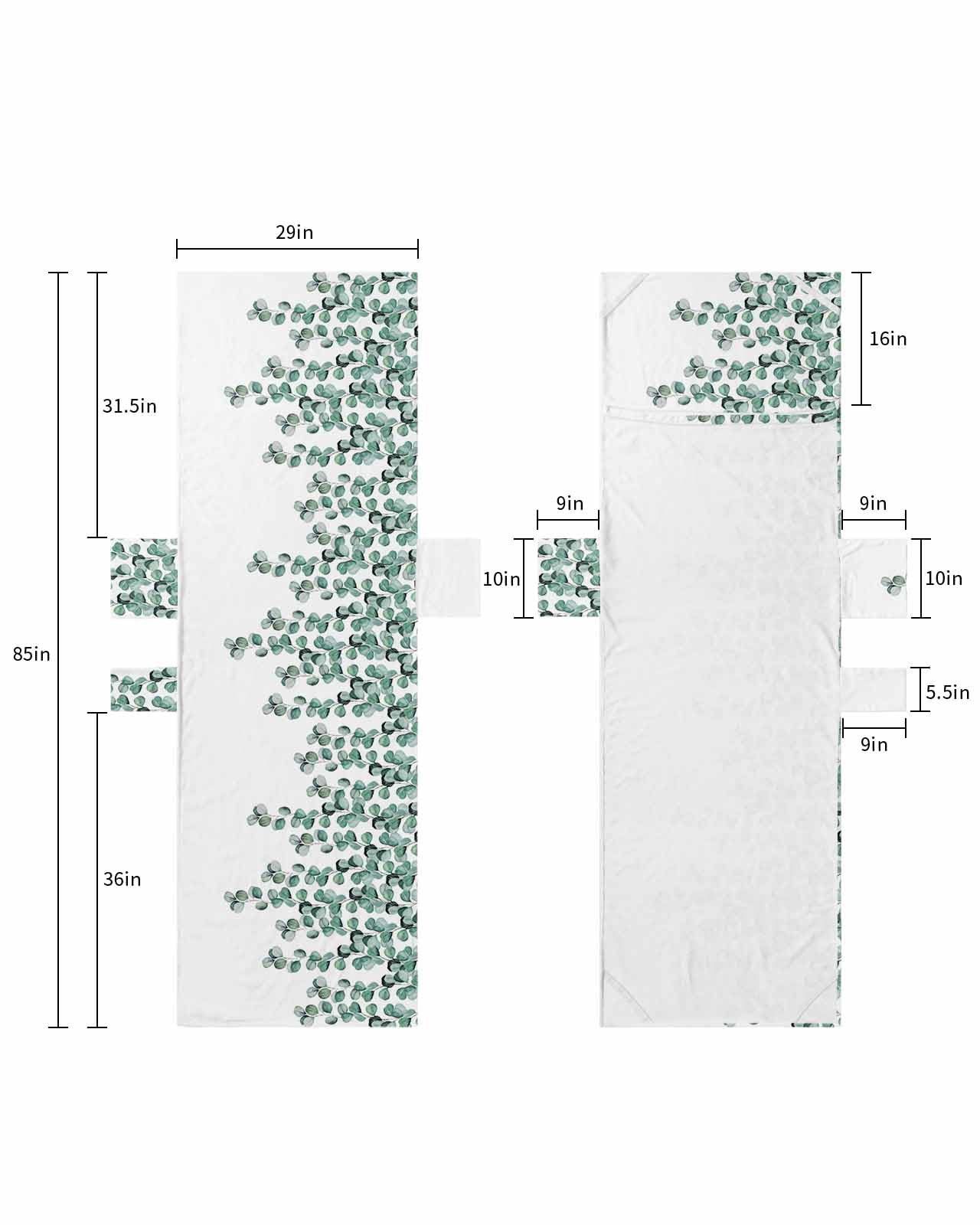Eucalyptus Leaf Beach Lounge Chair Towel Cover, Soft Chaise Lounge Towel with Side Pockets Patio Pool Chairs Cover for Beach/Pool Sunbathing 29x85 Teal Botanical Watercolor Plants