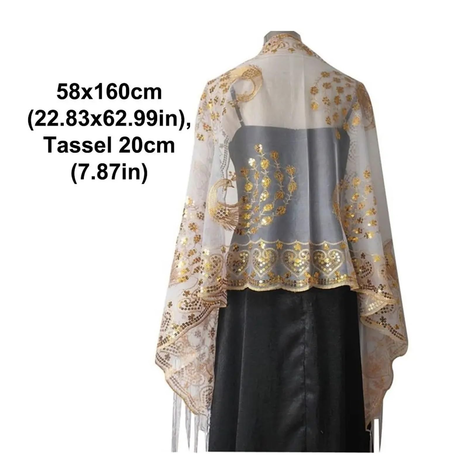 Chal de lentejuelas brillantes Lentejuelas Elegante Mantón De Boda Bordado Encaje Hueco Floral Bufanda Transparente Tul Transpirable