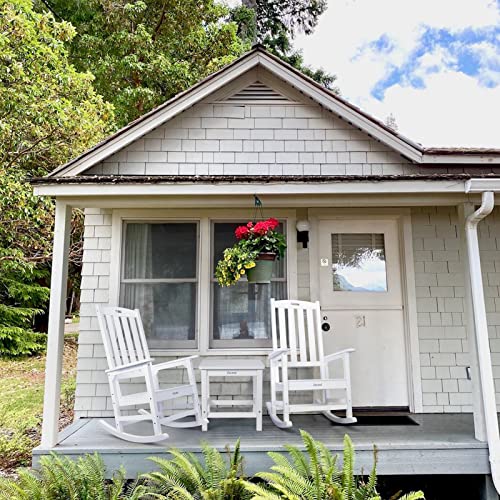 Cecarol Patio Oversized Rocking Chair Outdoor, Weather Resistant, Low Maintenance, High Back Front Porch Rocker Chairs 385Lbs Support Poly Lumber Rocker, Wood-Like Plastic Chair, White-Prc01 #TOP6