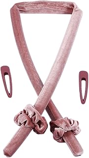 Women Girl Hair Curlers Heatless Curling Rod Headband Wave Form Pink