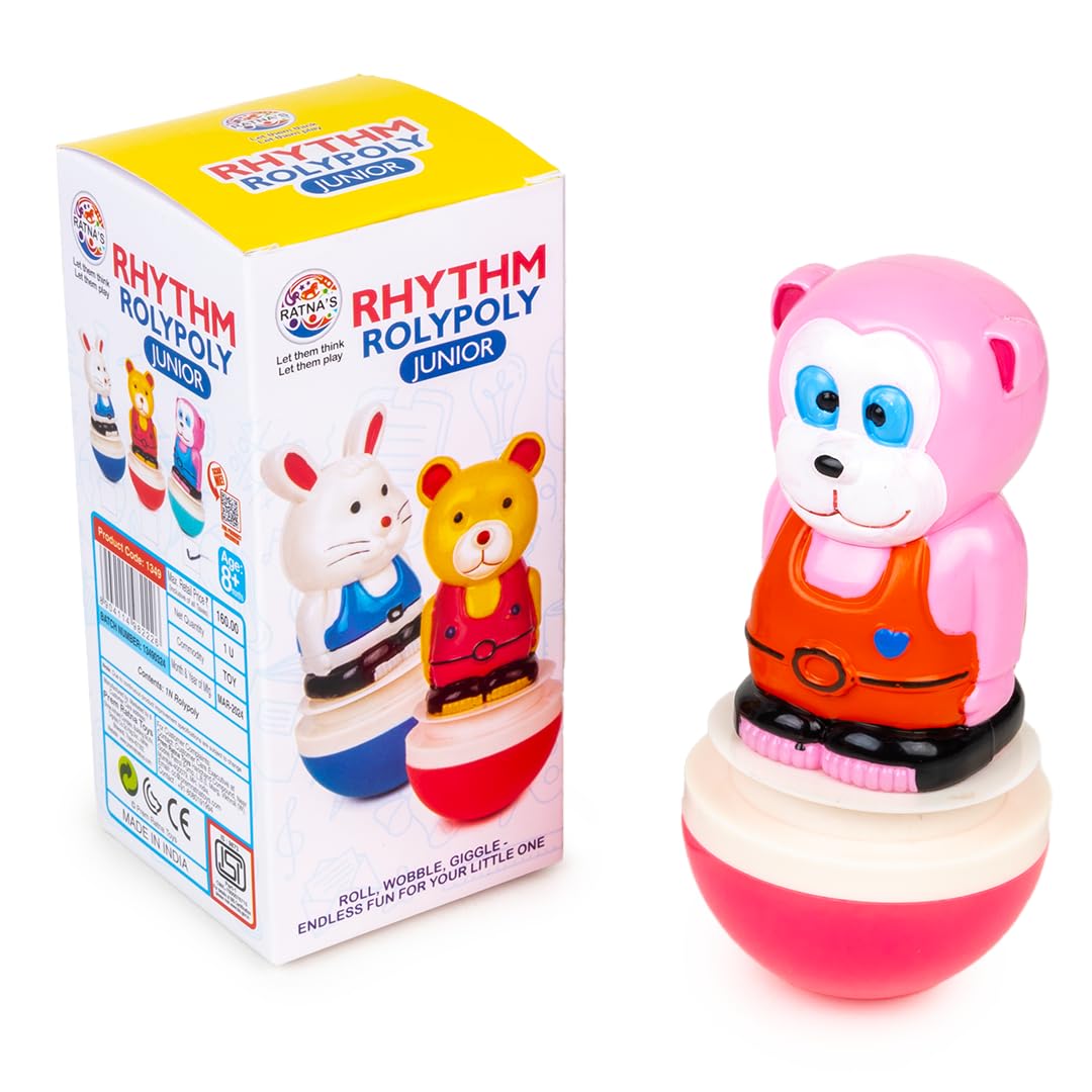 Ratnas Rhythm Roly Poly Junior Monkey Push and Shake Wobbling Bell Sounds Musical Rattling Toy for New Born Infants & Toddlers (B0D1NCNMM6) Amazon Price History, Amazon Price Tracker