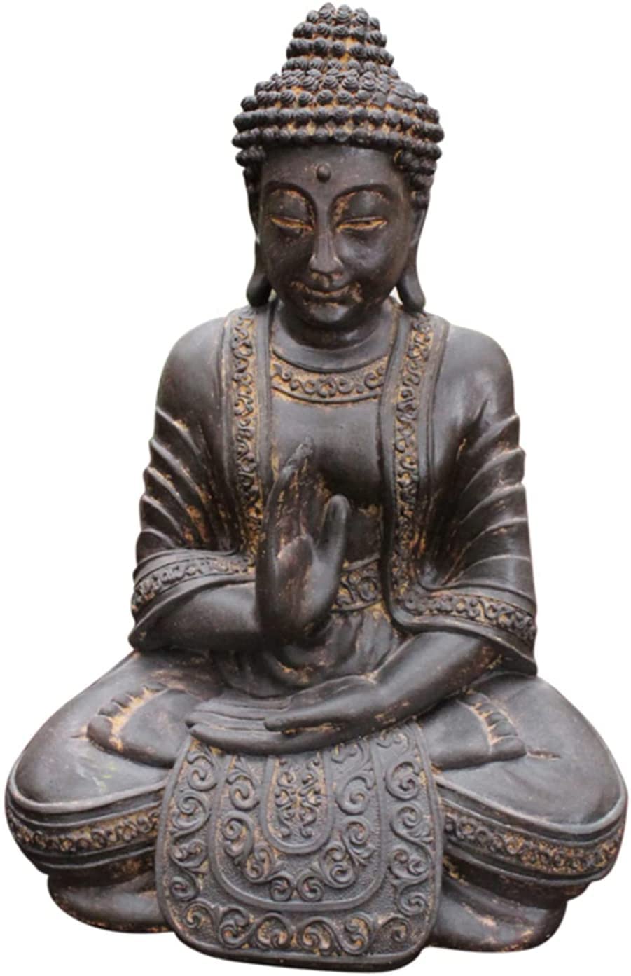 Statua di Buddha,Decorazione della Statua del Buddha retrò, Statua del Buddha Seduto Scultura Resina Artigianato Antico Home Desktop Religione Mostra Decorazione Regali per credenti