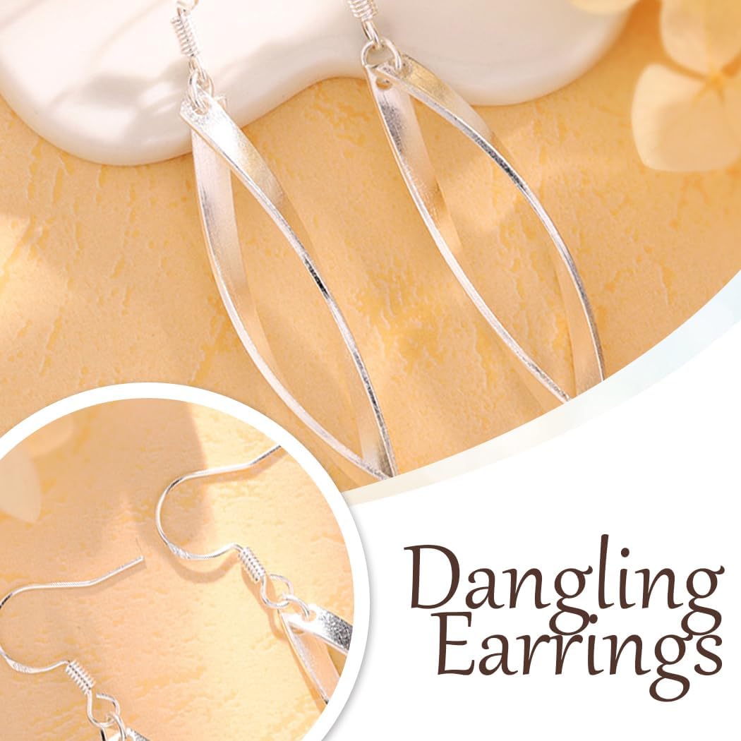 Urieo Spiral Threader Earrings Dangle Drop Earring Silver Twisted Earring Jewelry for Women - Image 5