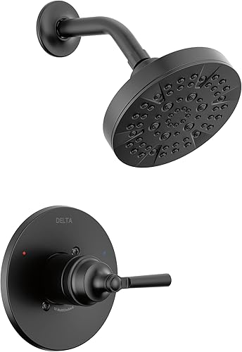 Delta Faucet Saylor T14235-BL - Kit de moldura de válvula de ducha negra, sistema de ducha Delta, juego de grifo de ducha, accesorio de ducha negro, disponible en Yaxa Peru
