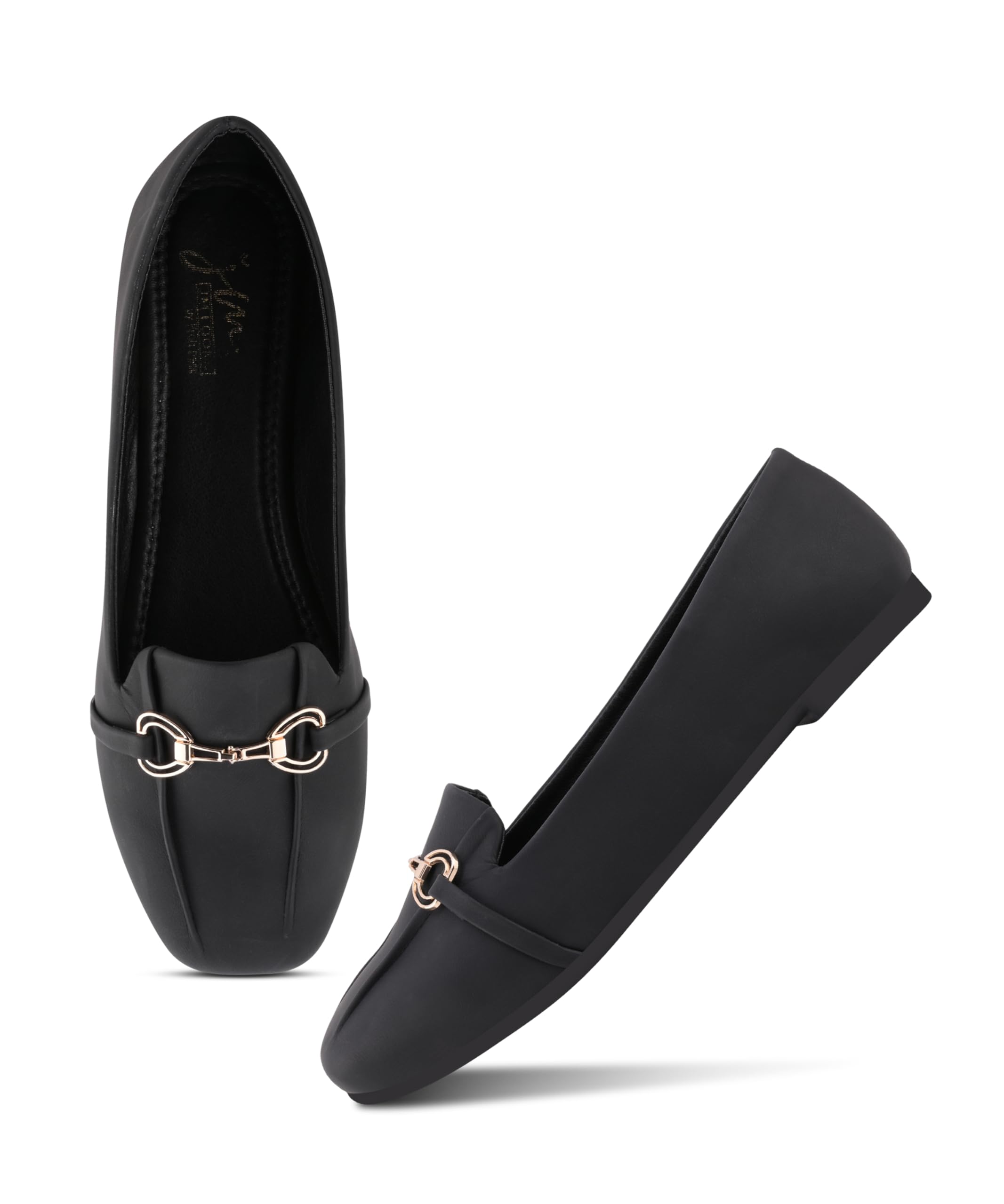 jm looks Women's Minimalist Square Toe Loafers with Metallic Horsebit Hardware and Sophisticated Center Pleat Design-picture-52