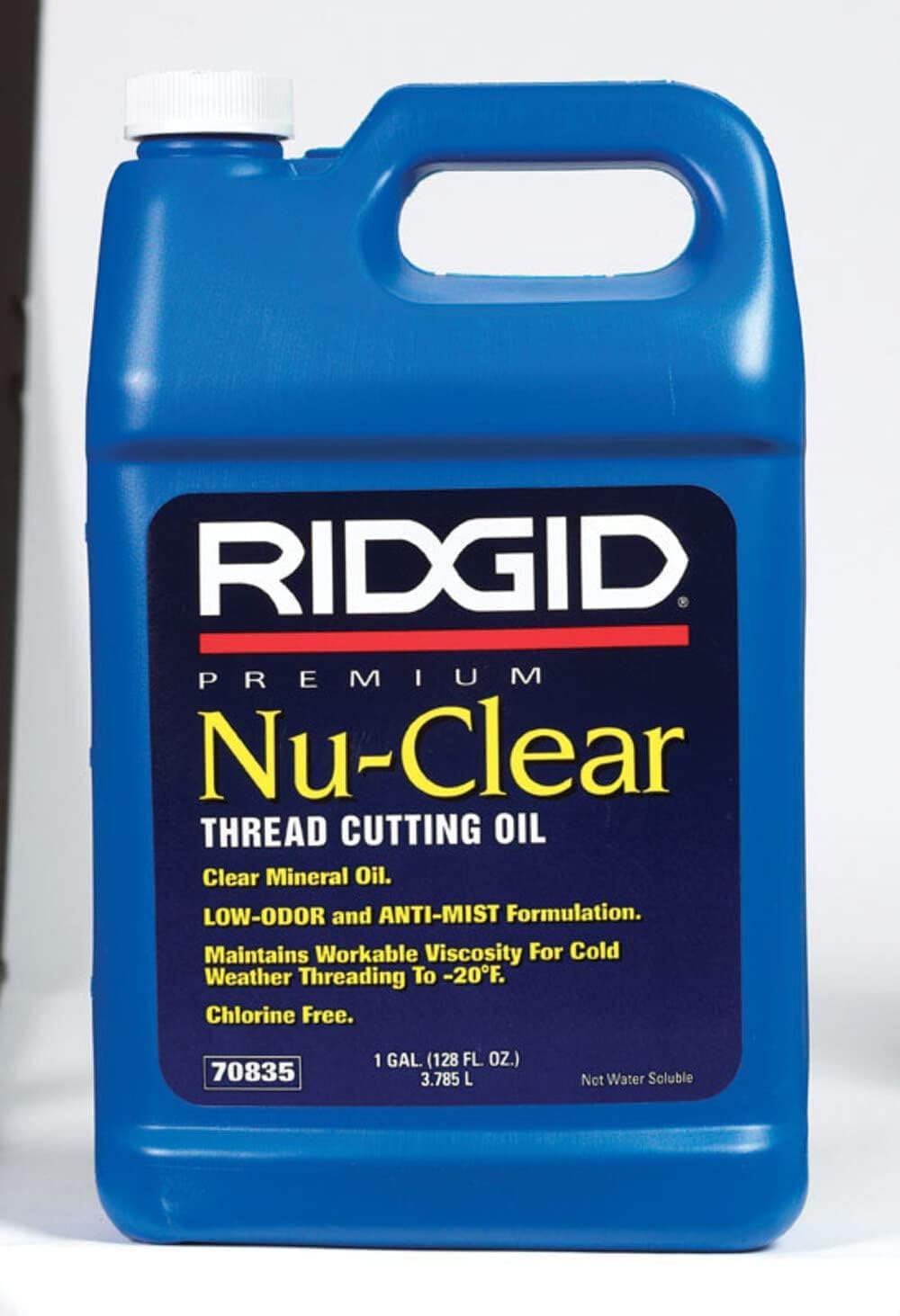 ​​RIDGID 70835 Nu-Clear Thread Cutting Oil, 1 Gal, Halogen, PCB and Chlorine-Free, Designed to Prolong Equipment Life, Cools Threads and Pipes