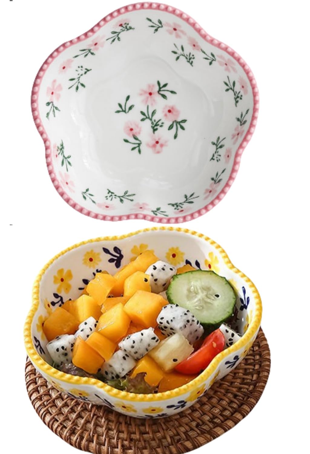 Photo 1 of ** yellow only**
yaocoral 2 Pack 8 OZ Small Floral Candy Dish Ceramic Flower Candy Bowl Cute Ceramic Bowls for Dessert,Snack,Fruit,Yogurt,Ice Cream,Cereal,Dipping Sauce,Side Dishes,Microwave Freezer Safe
