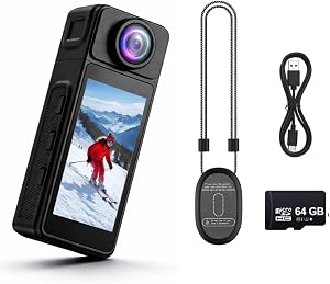 4K Thumb Action Camera with WiFi & Magnetic Lanyard – Mini Pocket Wearable Camera, 270° Rotating Lens, EIS Stabilization for Vlogging, Skiing, Hiking & Sports