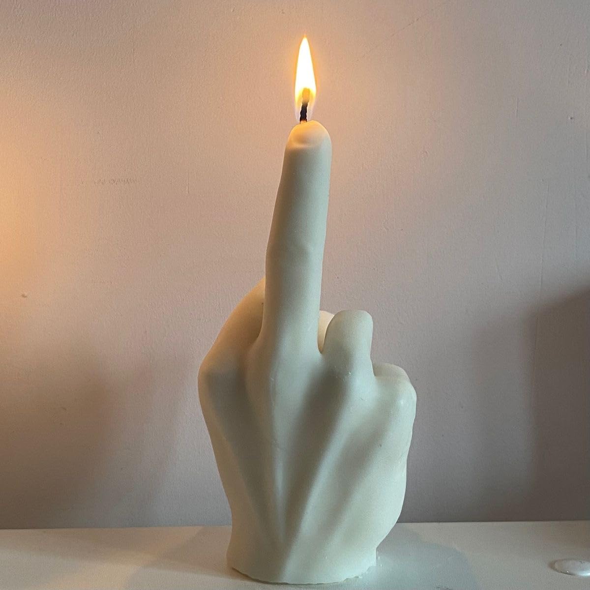 Middle Finger Gesture Shaped Candle, White, Novelty Decorative Hand Sculpture-image-44
