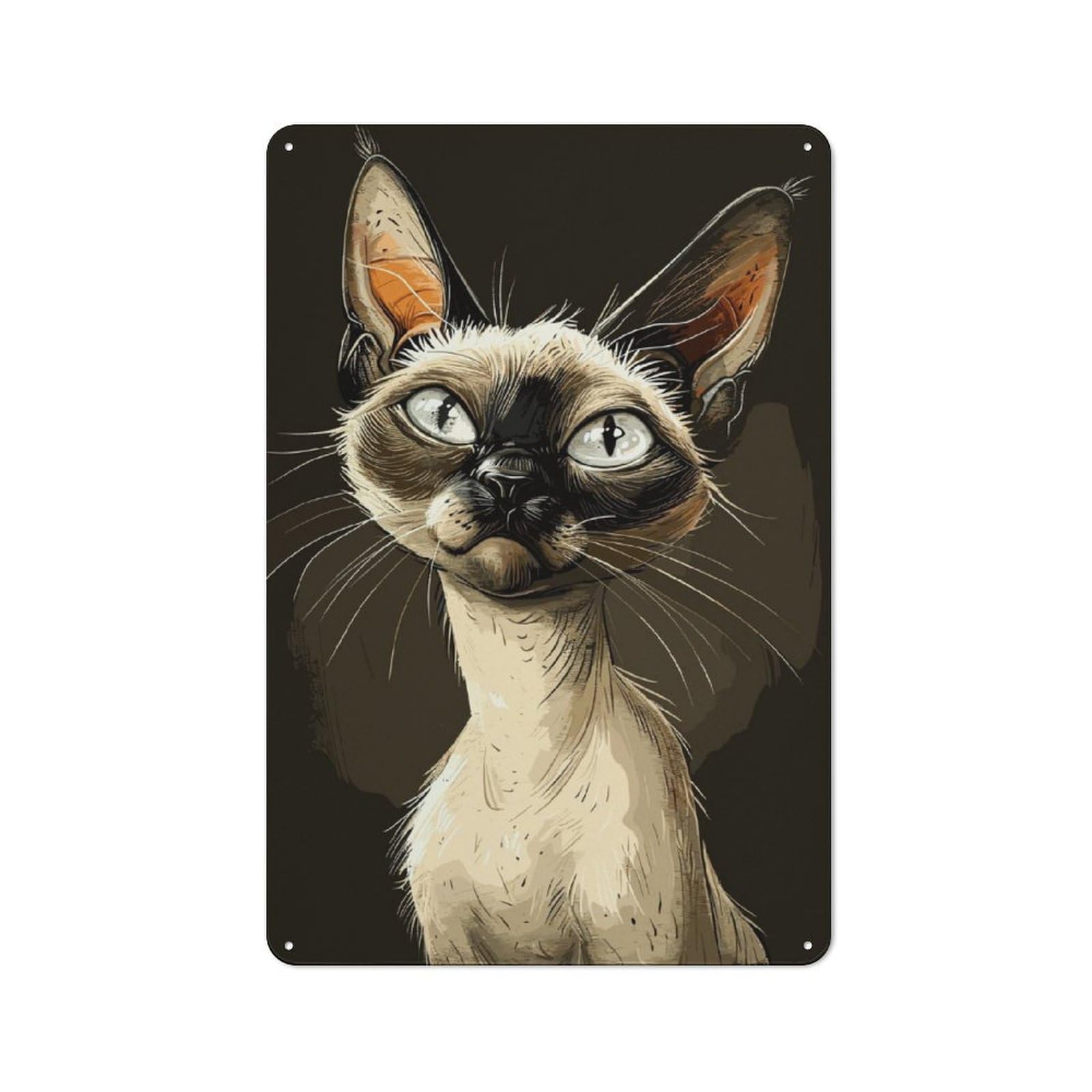 Junmoney Siamese Cat Caricature Retro-Style Metal Plaque 30X20cm For Garage Or Workshop, For Garage, Workshop And Man Cave Decoration
