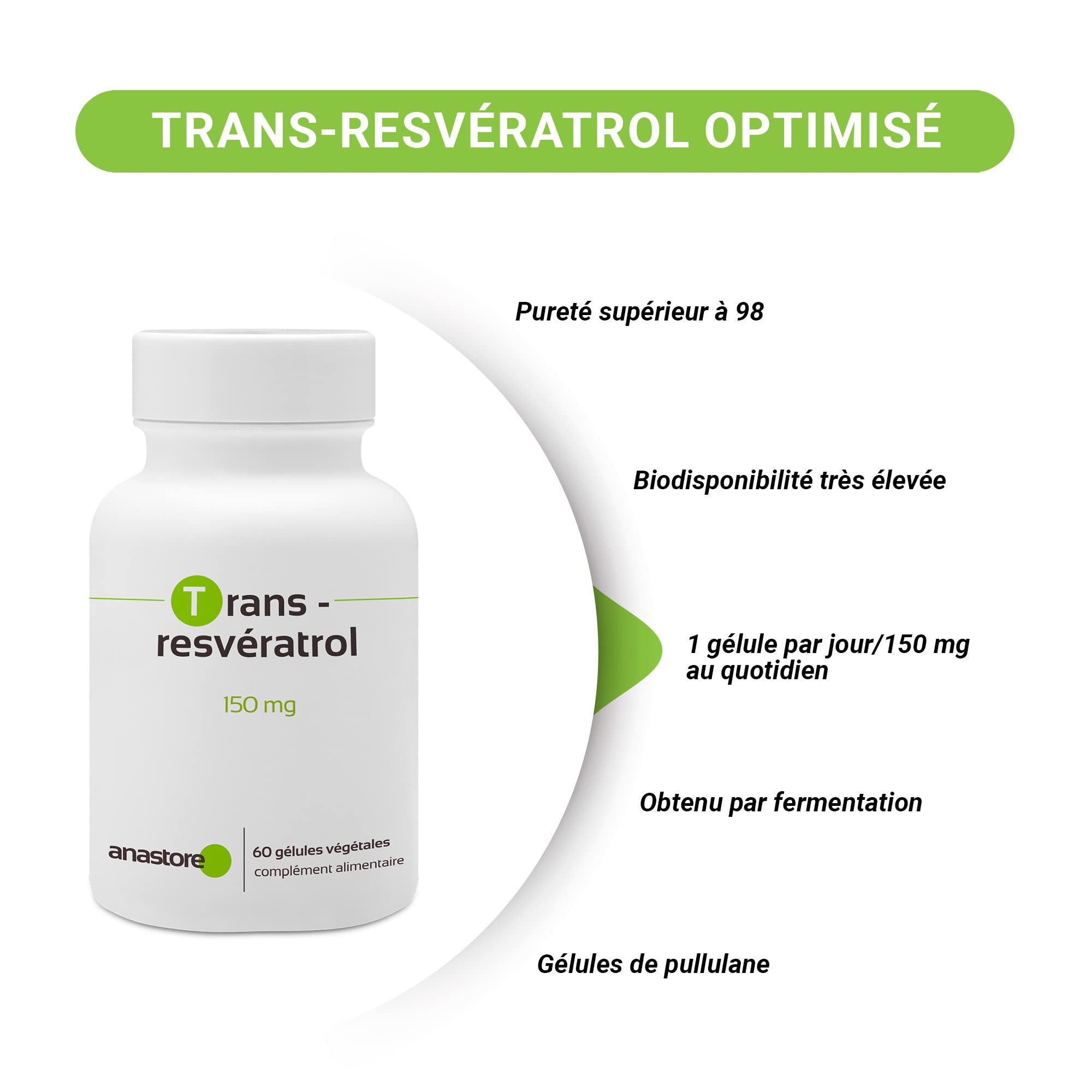Trans-Resvératrol * 60 capsules végétales * Antioxydant avec forte capacité d’absorption * Anti-vieillissement + Santé Cardiovasculaire + Neuroprotecteur *