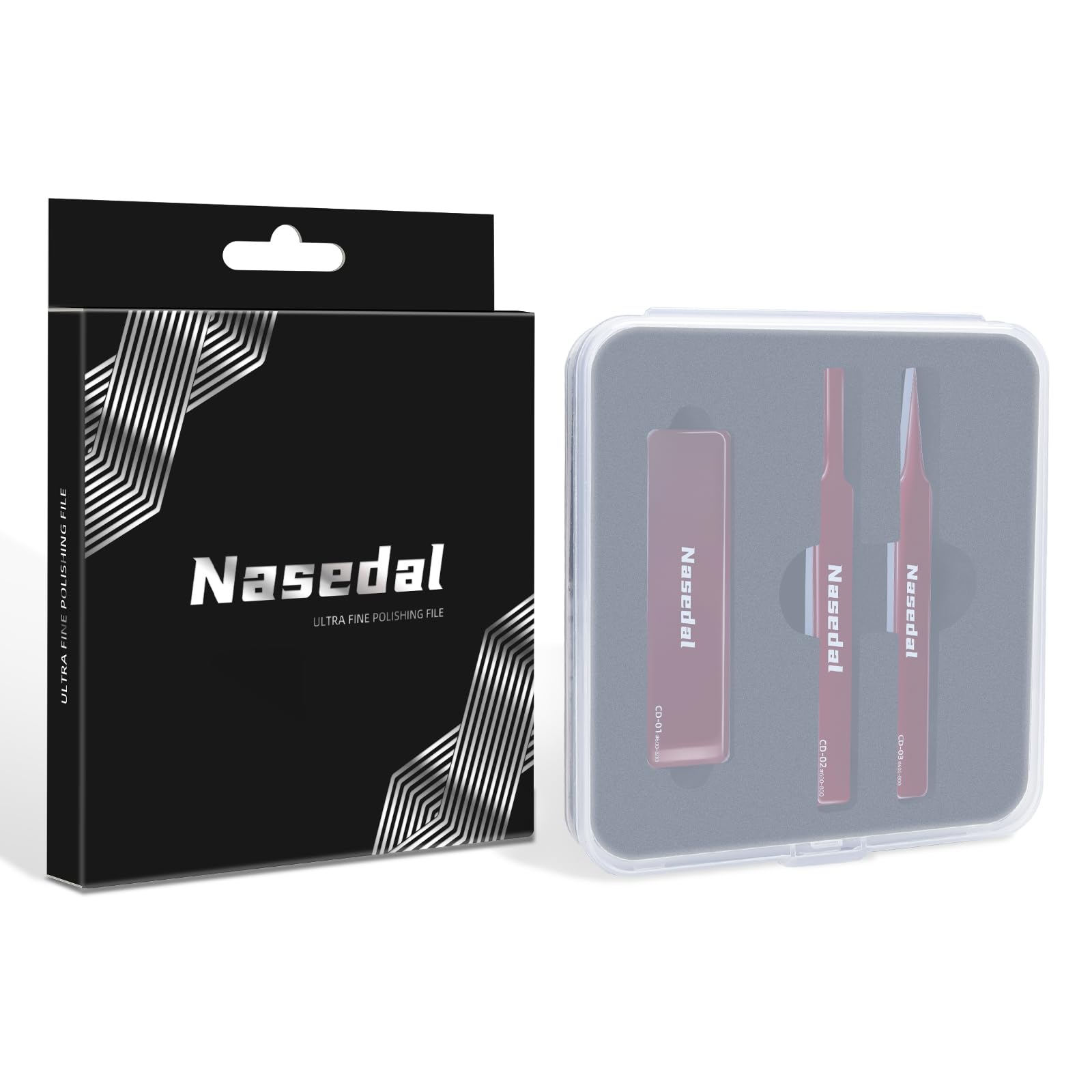 3 Limas de Vidrio para Gundam, Lijado y Pulido #600-800, Reutilizable para Plástico, para Gunpla y Modelos a Escala de Plástico, Herramienta de Molienda con Estuche