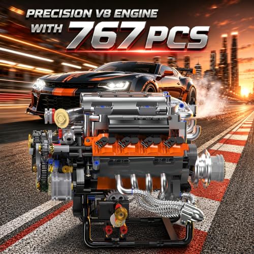 Image of V8 Engine Model Kit, 767 PCS Mini Car Engine Building Sets