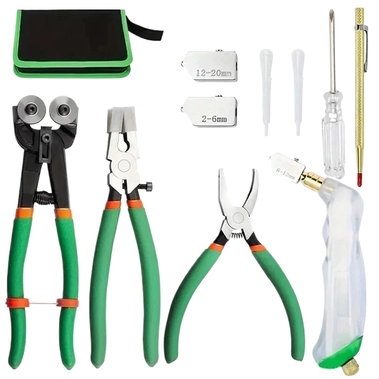 Pliers Kit Glass Cutting Tool Kit Running Breaking Pliers Tile Nippers Cutter Mosaic Set with Marker Wheel