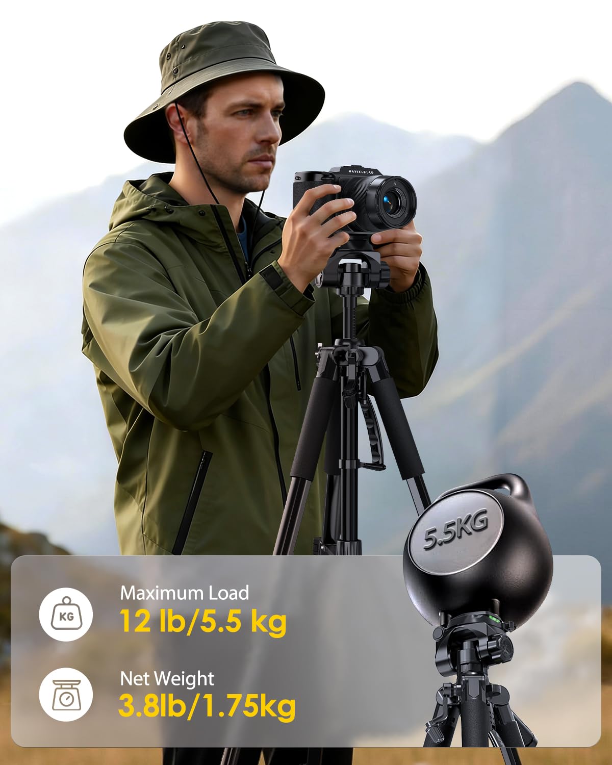 UBeesize Trípode de cámara de 74 Pulgadas con Soporte para teléfono y Control Remoto, Soporte de trípode Resistente con Bolsa portátil para teléfono y cámara, Compatible con cámaras DSLR, teléfonos