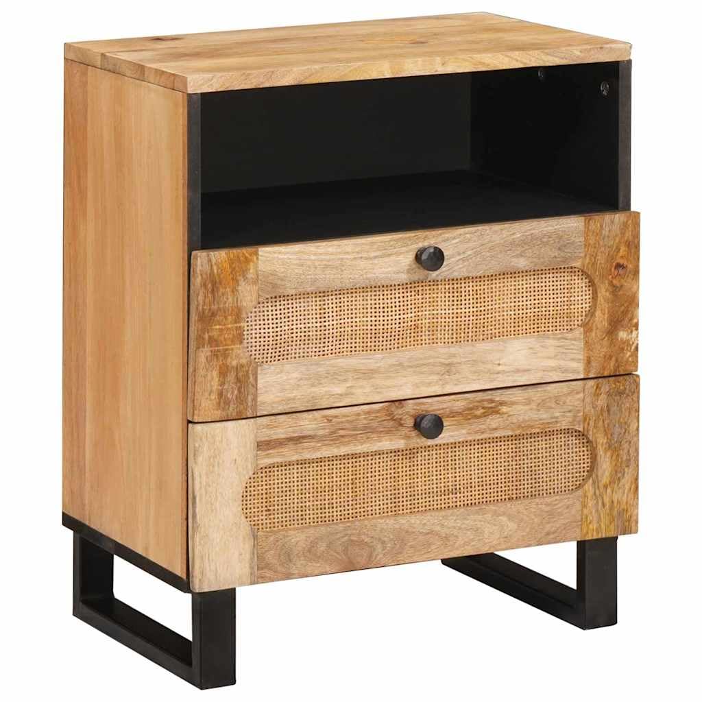 Table de chevet en bois de manguier massif pour chambre élégante