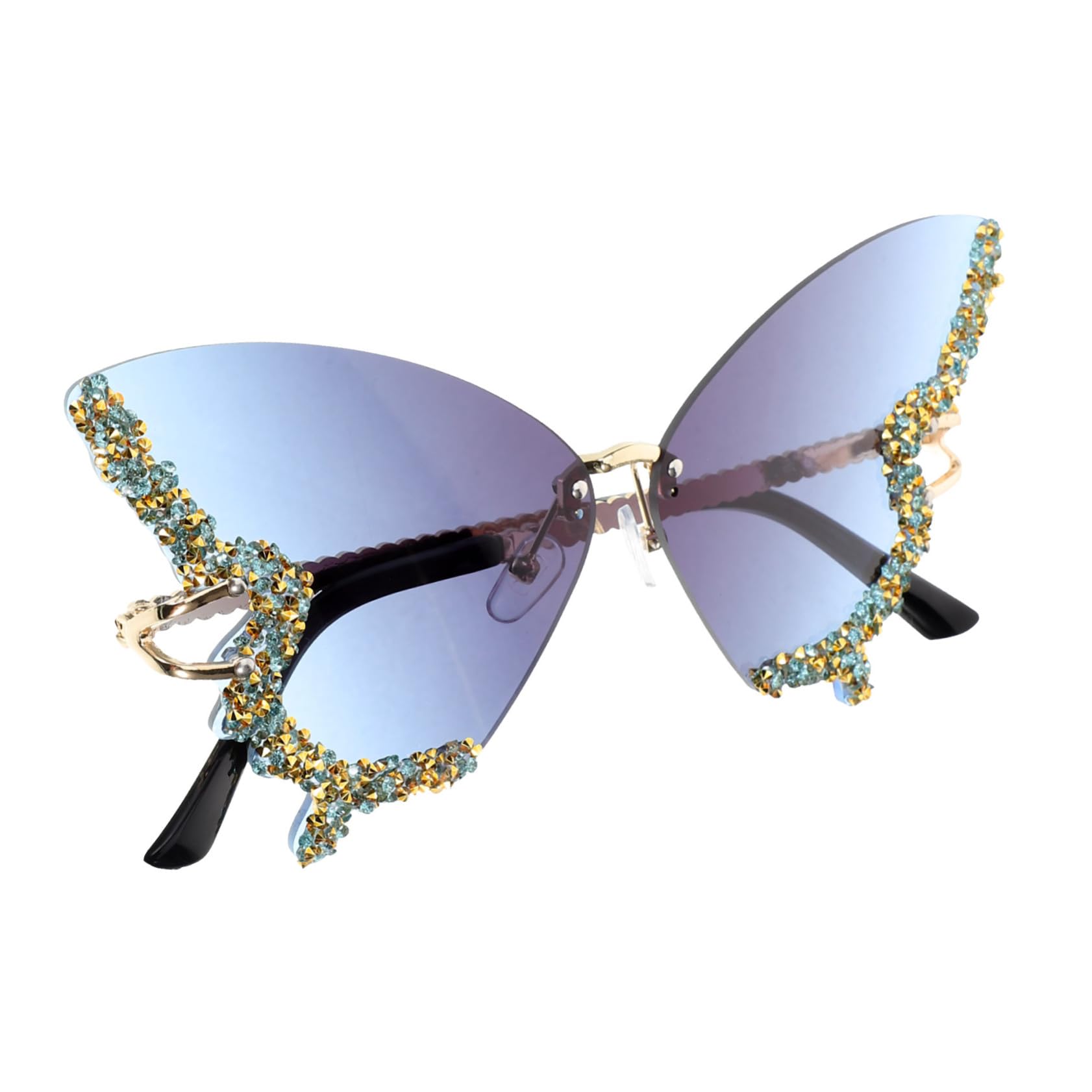 LIFKOME 3 Occhiali Da Sole Leggeri Alla Moda A Farfalla Senza Montatura Con Strass