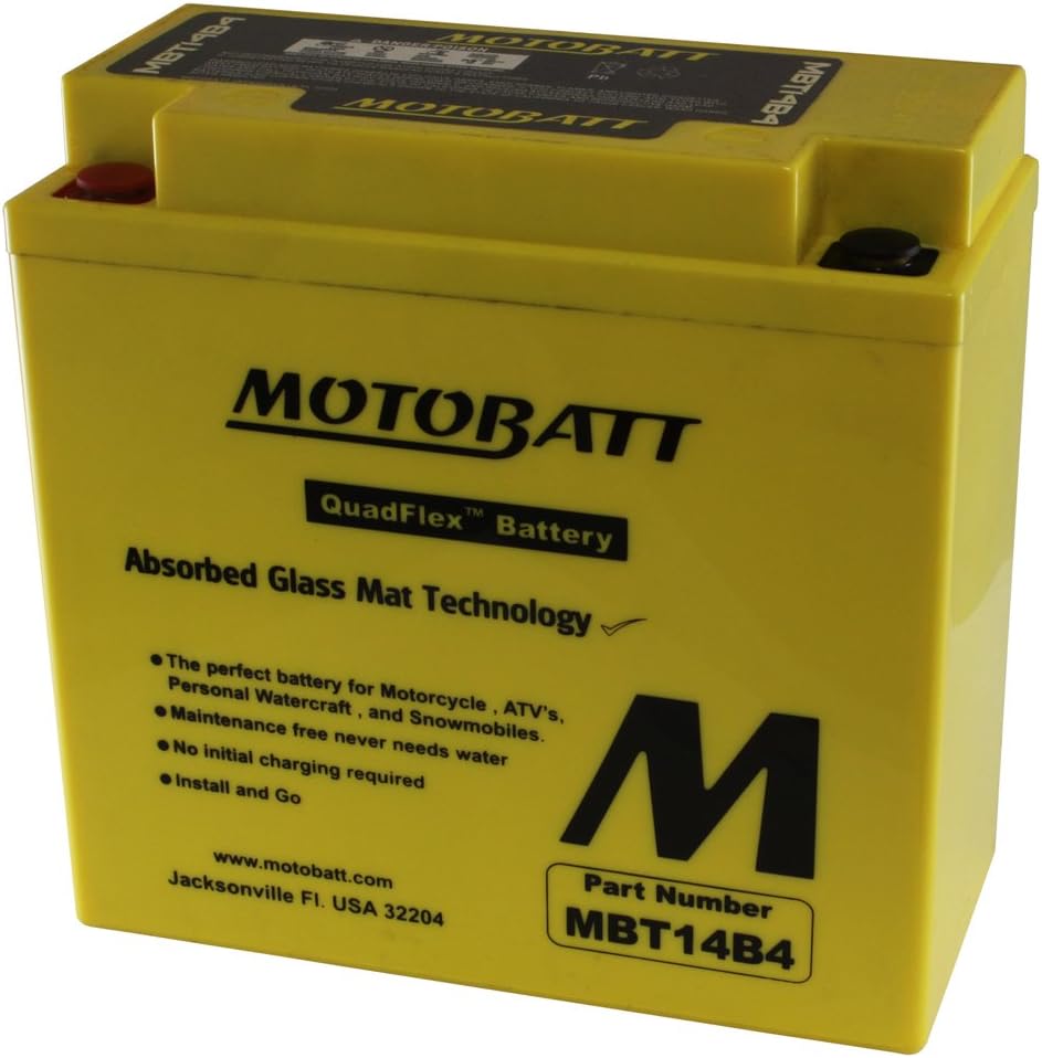 MotoBatt MBT14B4 Battery 12V 13A 175CCA Factory Activated Quadflex AGM Battery M