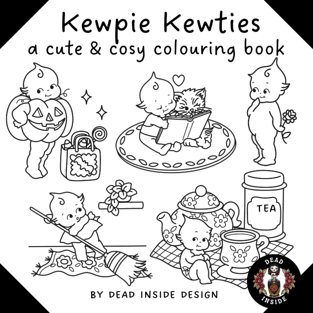 Kewpie Kewties - a cute and cosy colouring book: Bold & Easy Nostalgic Kewpie Dolls in Playful Poses and Adorable Scenes