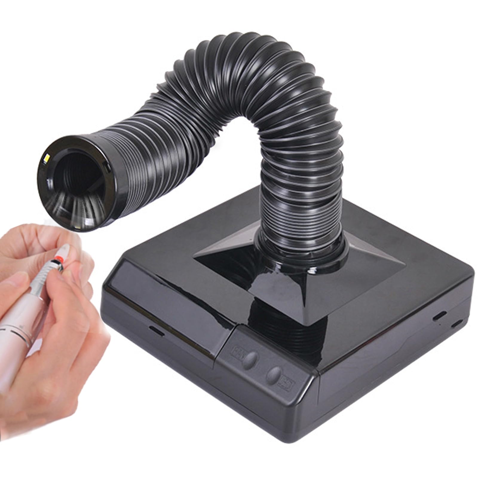Extractor de humos de soldadura, ventosa de humo de escritorio con luz LED, brazo flexible de 360°, diseño extraíble, colector de polvo de uñas, aspiradora portátil para varios desechos
