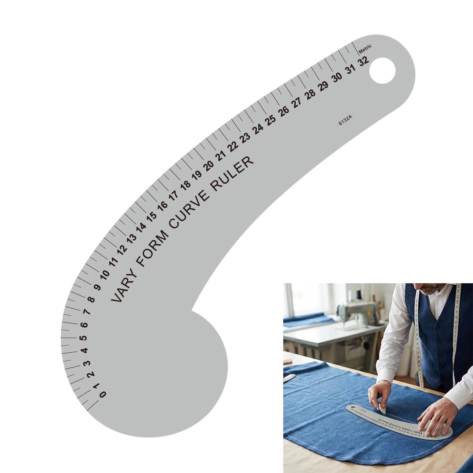 Righello in alluminio robusto per sartoria con linea di taglio liscia