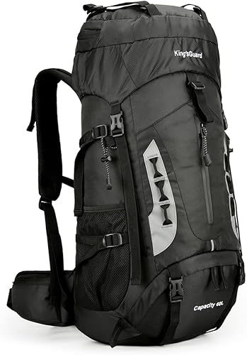 King'sGuard Mochila de senderismo de 60L para hombres y mujeres, mochila ligera para acampar y senderismo con cubierta para la lluvia, mochila