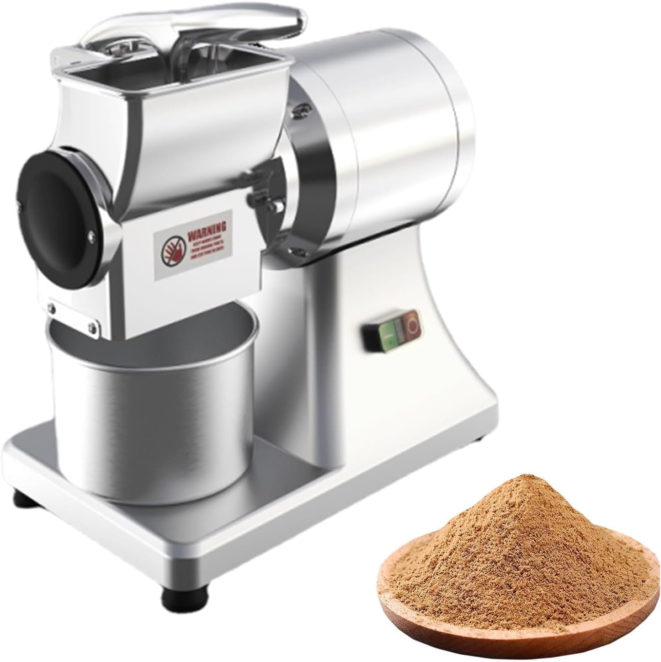 Grattugia elettrica per parmigiano da 550 W, tritatutto per alimenti ad alta resistenza con bocchetta anti-intasamento e contenitore in acciaio inox, ideale per uso professionale in ristoranti.