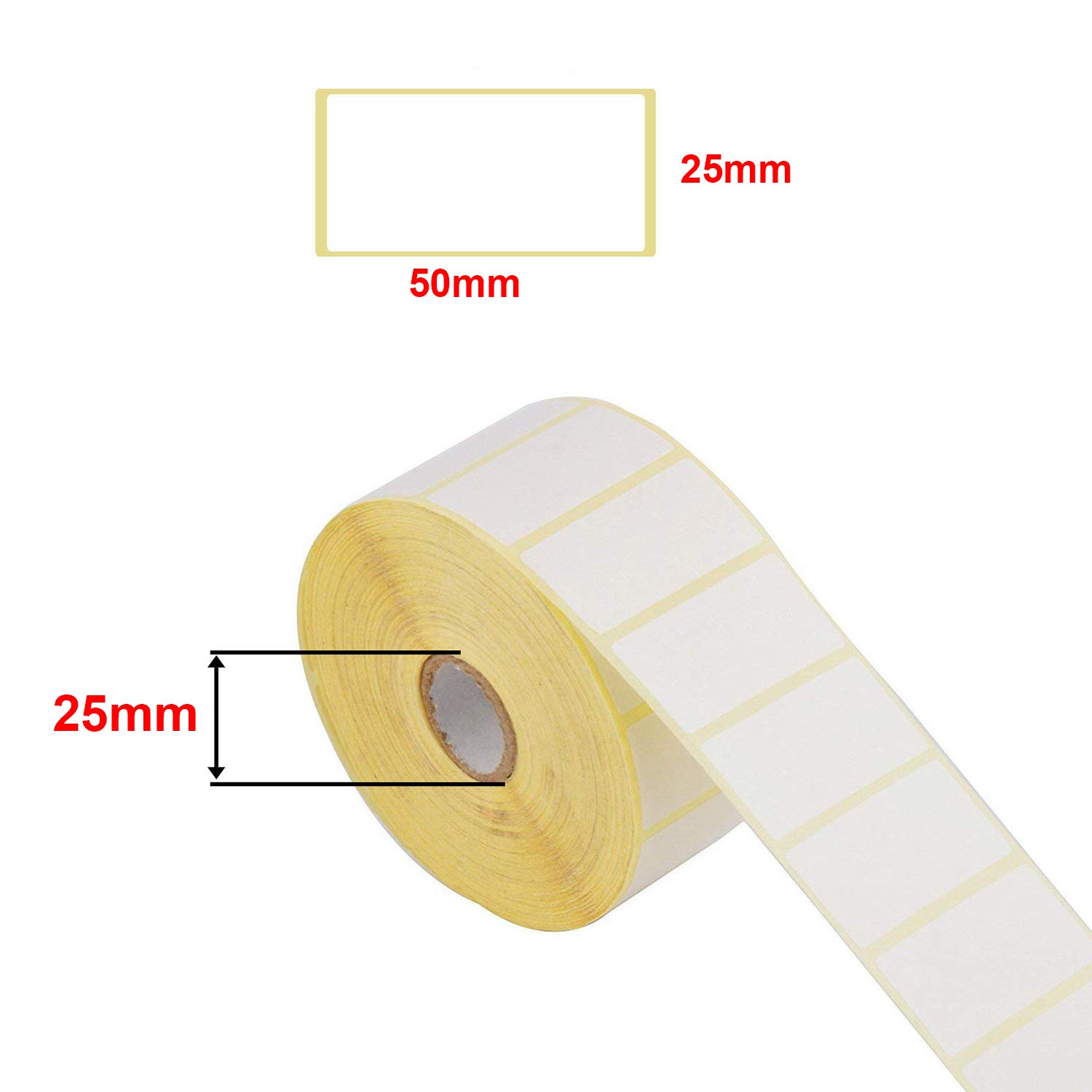 Trimming Shop Lot de 10 rouleaux d'étiquettes autocollantes blanches rectangulaires pour impression, adresse, envoi, prix, 2000 étiquettes sur chaque rouleau, 50 mm x 25 mm, noyau de 25 mm