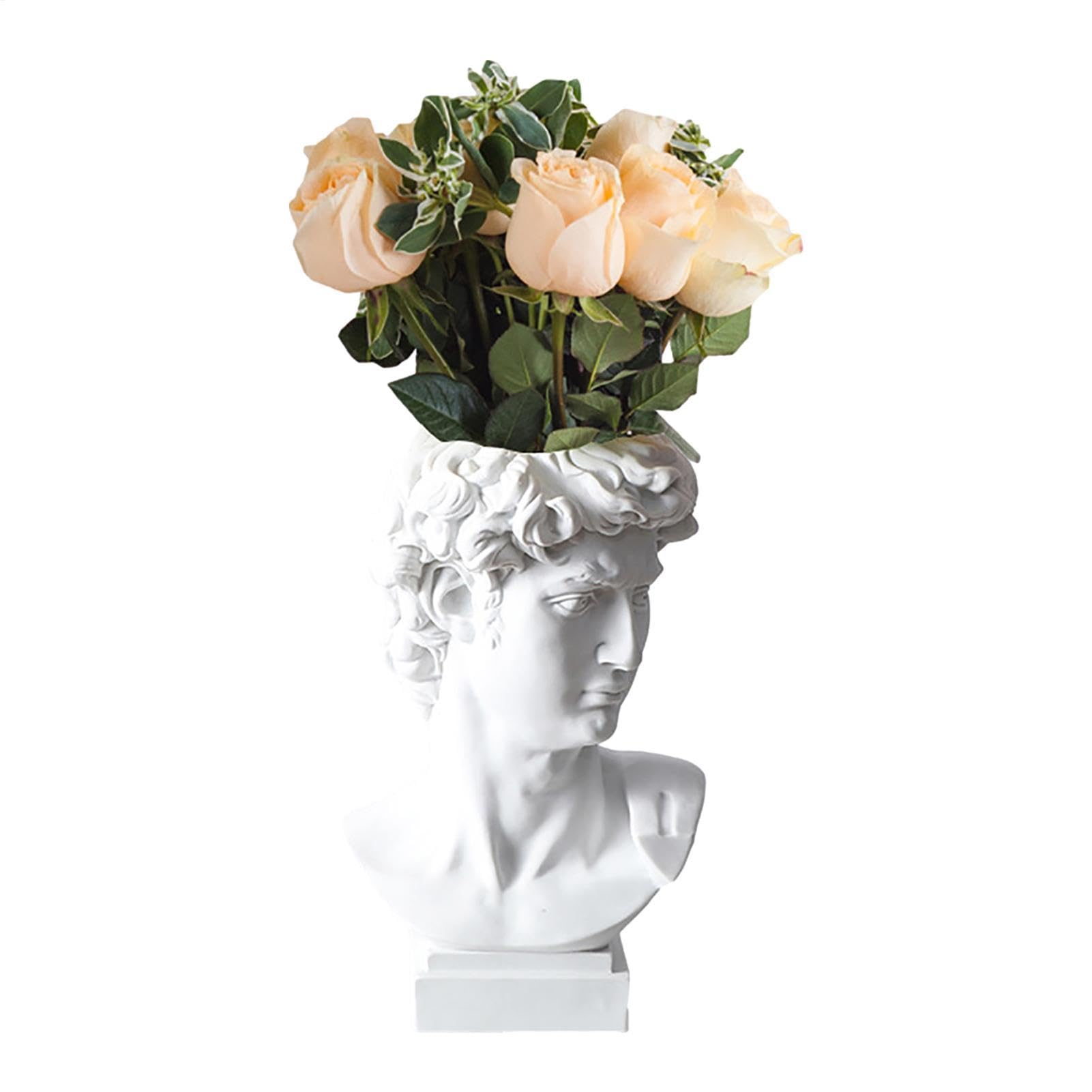 Vase statue David en résine blanche pour pinceaux et stylos