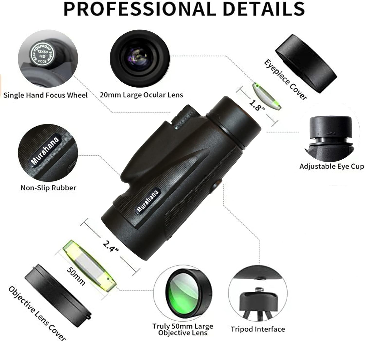 Monocular Telescope for Smartphone, 12x50 High Definition High Power Monoculars for Adults with Holder & Tripod, Bird Watching Hiking Hunting Camping (Green) : Electronics