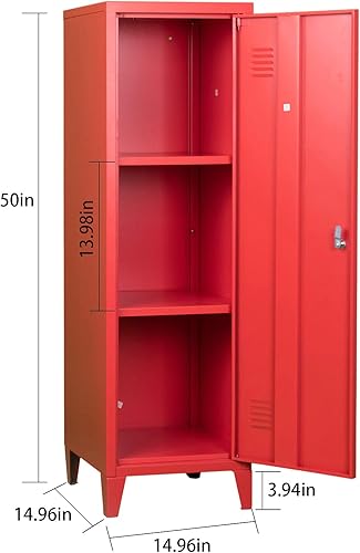 Miniatura 9 de MIOCASA Armario de metal para oficina en casa con puertas y estantes con cerradura de 3 puertas, organizador de archivadores para niños (gris)