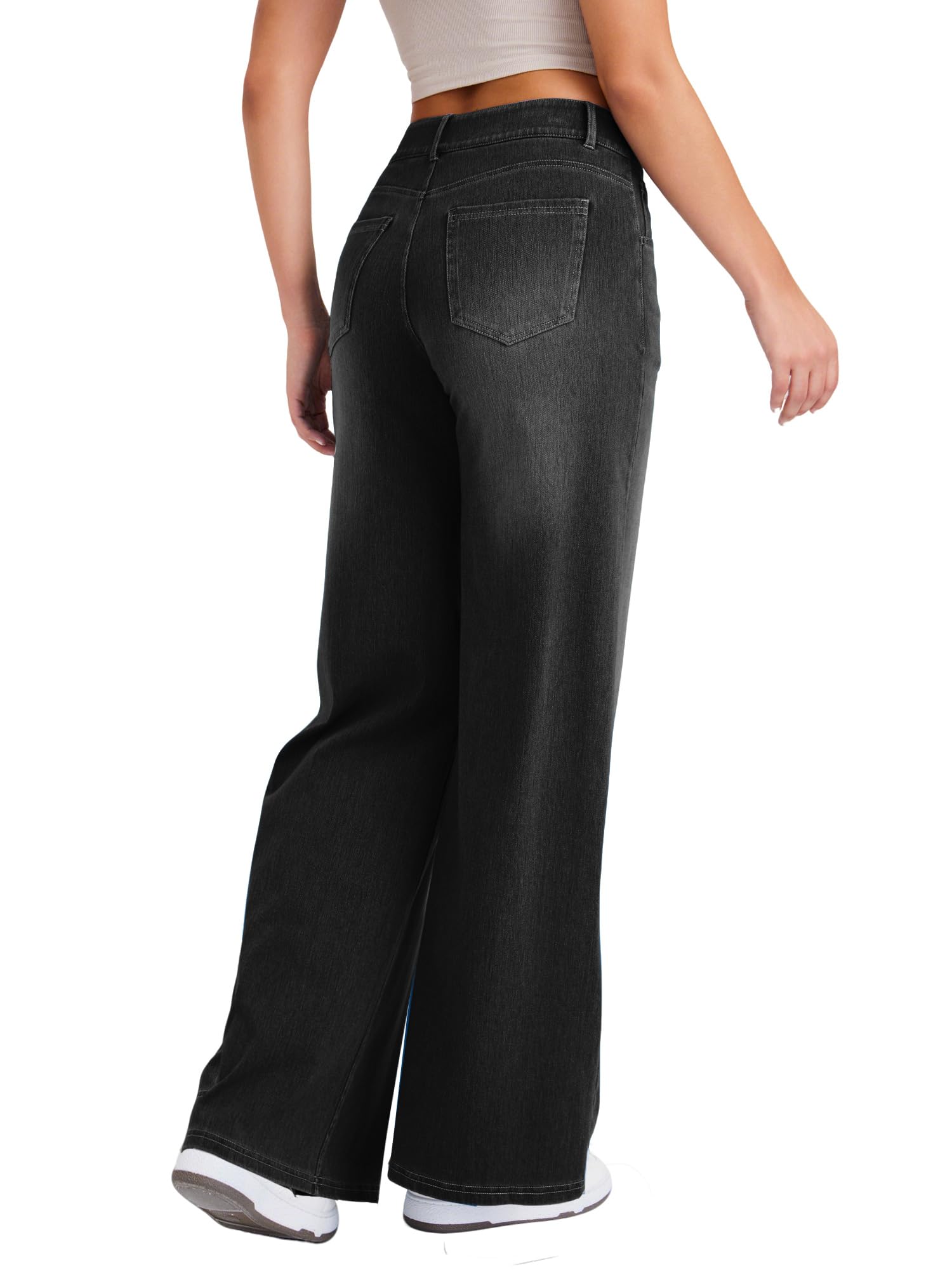 LaiEr Jeans a Gamba Larga Donne,Design di Bottoni Classici e Verace Apertura con Cerniera,Gambe Dritte,vestibilità Sciolta,Jeans Casual Molto Elastici.