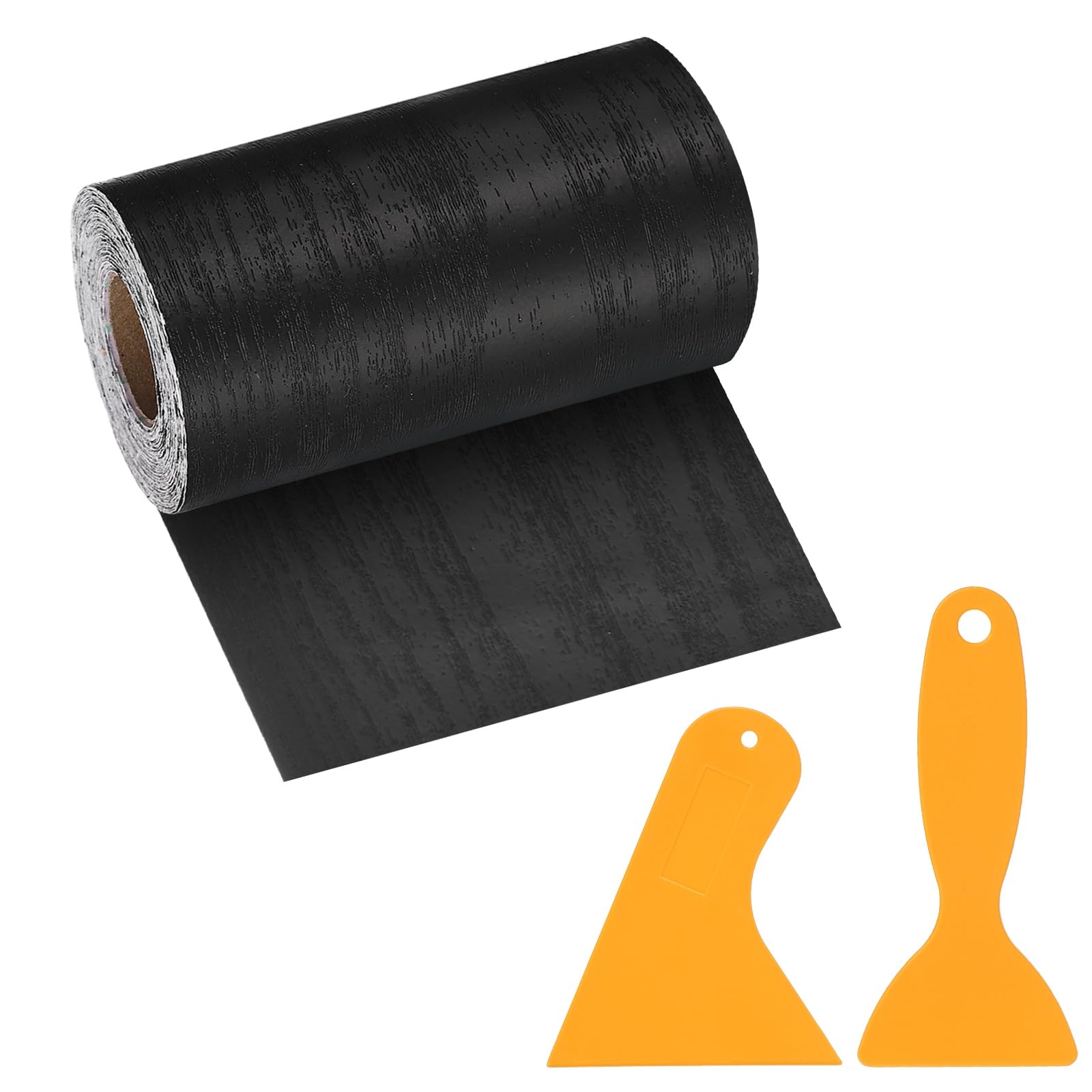 PATIKIL Wood Grain Repair Tape, 4" x 33' Self Adhesive Realistic Wood Tape with Scraper Durable Repair Patch for Furniture Floor Window Door Table DIY Home Decor, Black Wood Grain