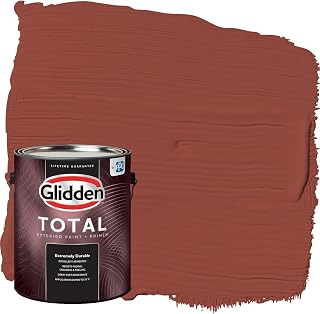 Glidden Total Exterior Paint & Primer All-in-One, Cedar Chest/Orange, Satin, 1 Gallon