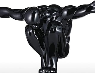 PQXOER Scultura moderna in resina in vetroresina scultura decorazione da tavolo decorazione (dimensioni: 42 x 13,5 x 29 cm; colore: argento)