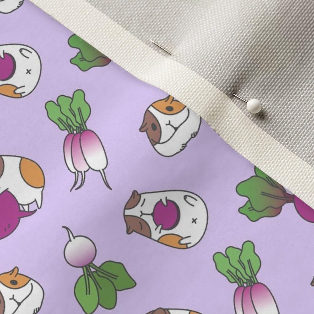 Spoonflower Fabric - Lavender Guinea Pig Radish Pattern Animal Cute Pet Illustration Printed on Upholstery Velvet Fabric Fat Quarter - Upholstery Home Decor Bottomweight Apparel
