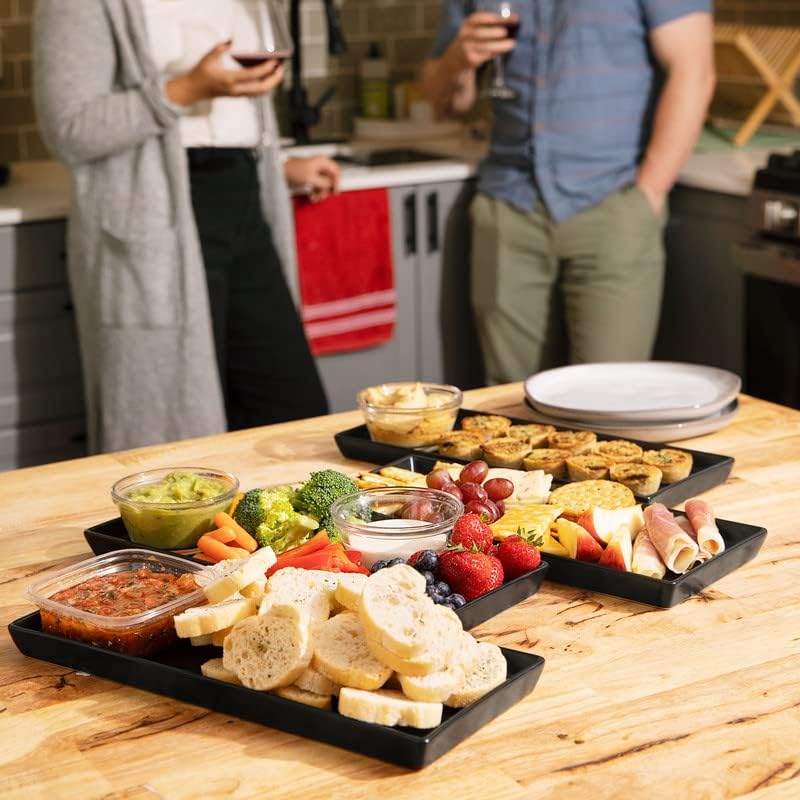 Miniatura 4 de Home Beets Bandejas de Servir de Cerámica Negro Mate (Platos Rectangulares de 14 x 6 Pulgadas) Platos de Servir para Entretenimiento, Comida,