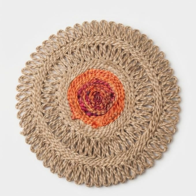Handmade Braided Jute Round Coaster 12 Inch Natural Table Mat | Heat Resistant, Durable Jute, Boho Home Décor, Pack of 1, 30 cm Diameter-image-22