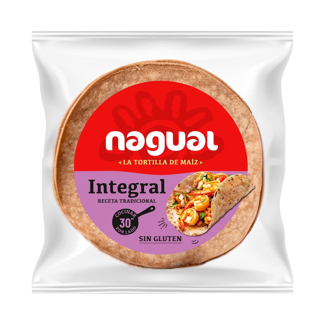 NAGUAL Vollkorn-Maistortillas (traditionelles Rezept) glutenfrei 8 Stück 200 g Packung mit 3