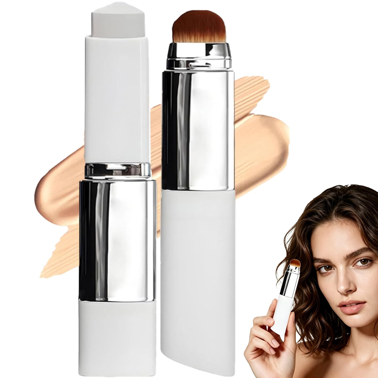 XINCHEN Facelove Foundation Stick mit Pinsel,Color Changing Foundation mit LSF 15, 2026 Neu 2-in-1 Farbwechselnder Fondotinta Coreano,Korean Foun Dation Makeup für Alle Hauttypen - Natürliche Farbe - 1