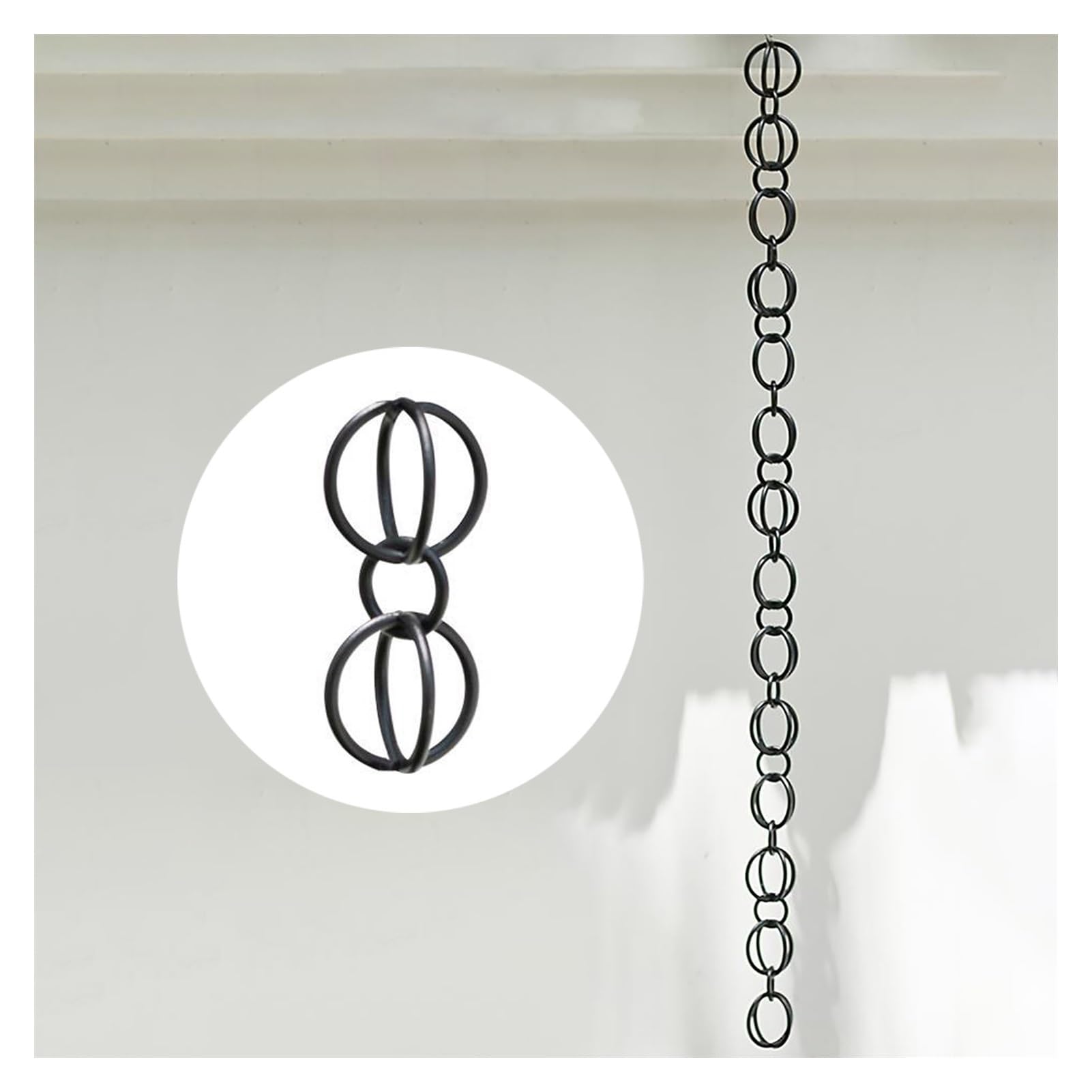 Regenfängerkette aus Aluminiumlegierung, dekorative Regenketten, Regenketten-Dachrinnenfänger for den Außenbereich, 13 Kreise/m Regenspiel-Dekoration(100cm/3.3ft)